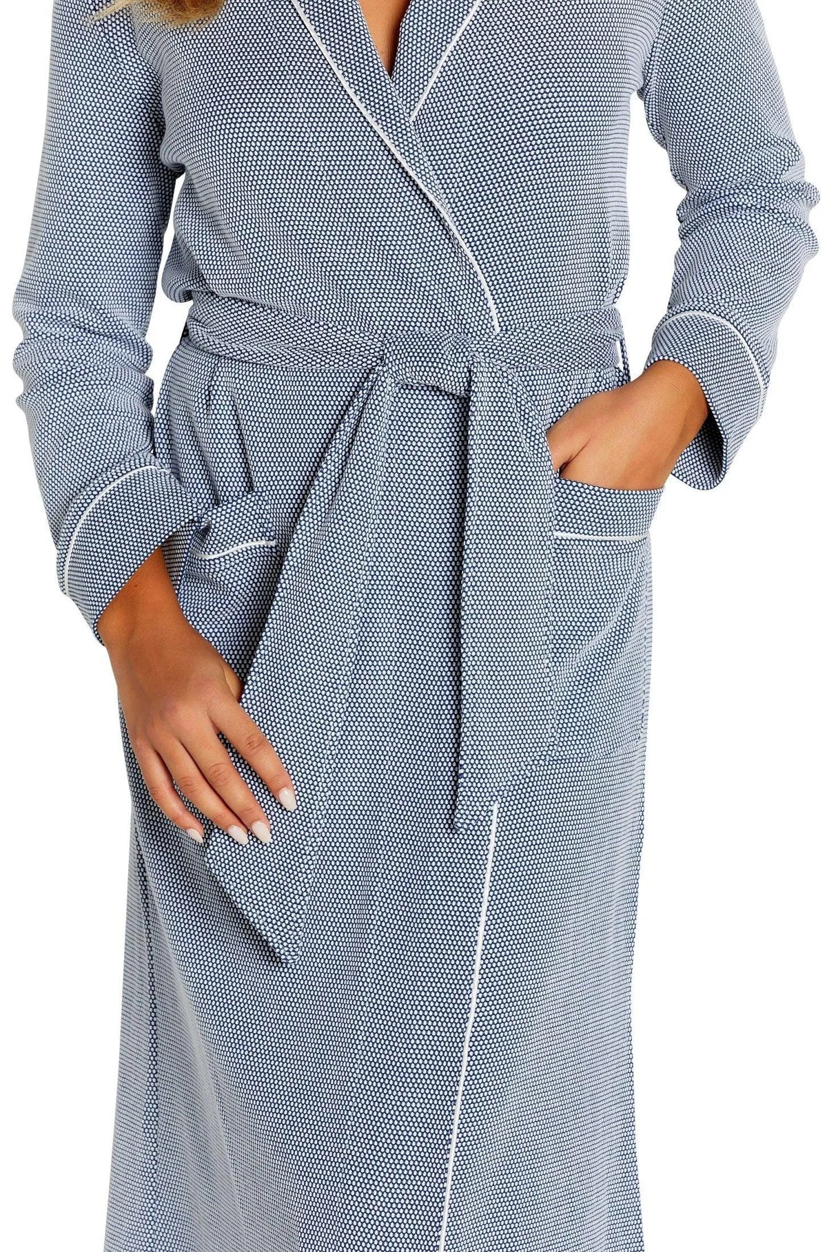 Grace Long Sleeve Long Textured Robe - Marelle Sleepwear