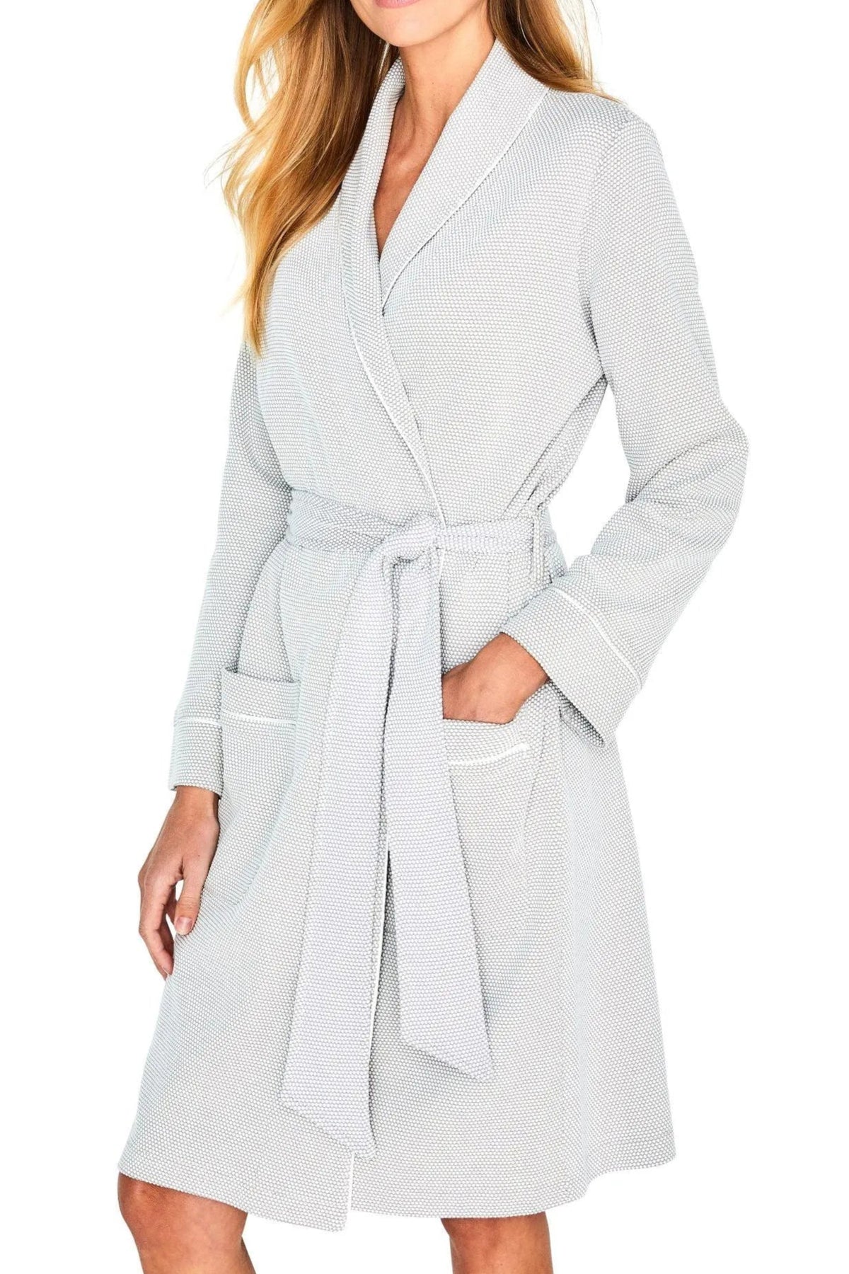 Grace Long Sleeve Short Textured Robe - Marelle Sleepwear