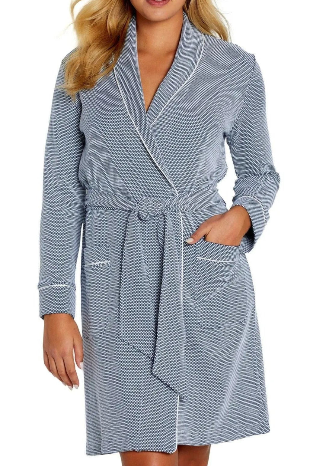 Grace Long Sleeve Short Textured Robe - Marelle Sleepwear