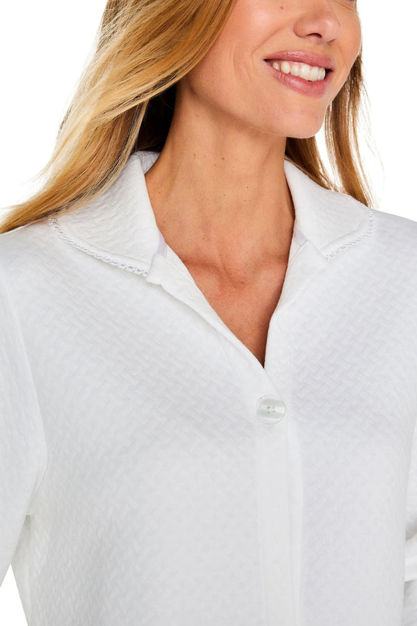 Kelly Long Sleeve Jacquard Bed Jacket - Marelle Sleepwear