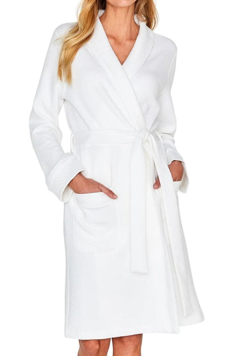 Kelly Long Sleeve Short Jacquard Robe - Marelle Sleepwear