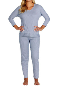 Cozy 3/4 Sleeve V Neck PJ Set - Marelle Sleepwear