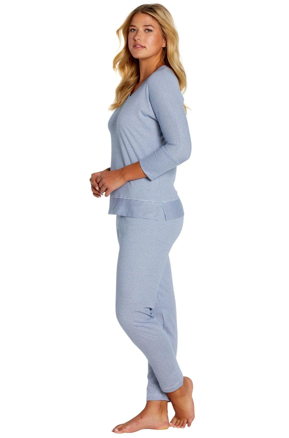 Cozy 3/4 Sleeve V Neck PJ Set - Marelle Sleepwear