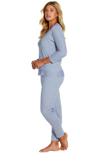 Cozy 3/4 Sleeve V Neck PJ Set - Marelle Sleepwear